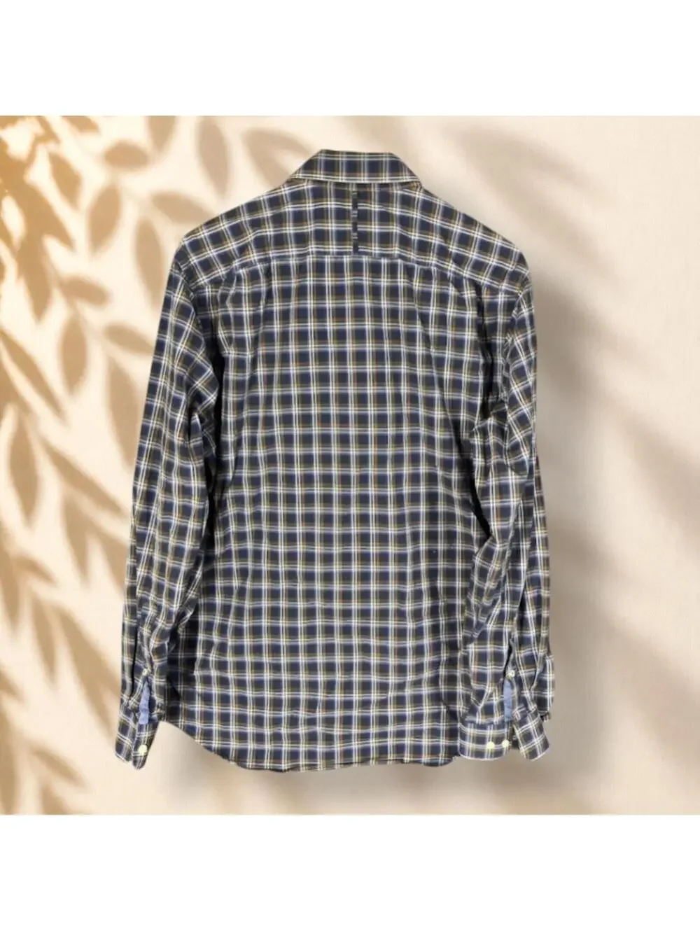 Banana Republic Shirt Men XL Blue Plaid Button Up Collared Long Sleeve Pockets